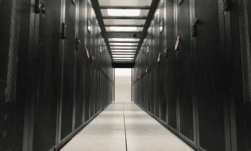 Modern cold aisle data centre room