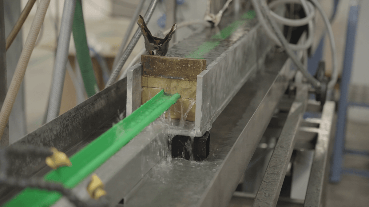Plastic Extrusion Coming Out of Water Bath