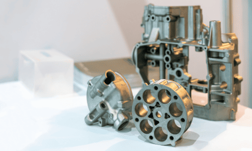 Aluminium parts from casting process.