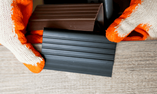 PVC stair nosing in black and brown colour options.