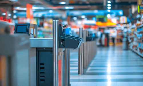 Security checkpoint at a supermarket.